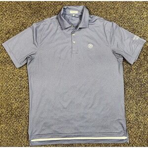 Peter Millar Summer Comfort Polo Sz Large Blue Cocktail Print Performance Golf